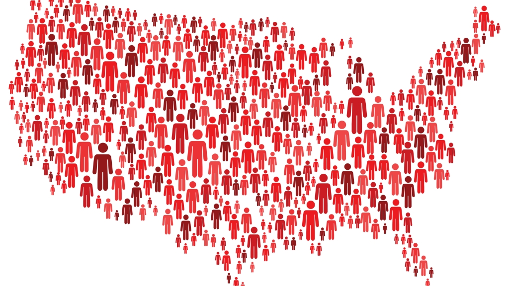 U.S. map made of red stickman figures